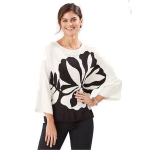 Tommy Bahama Hibiscus Hideaway Sweater White Tropical Hawaiian Coastal Sz M